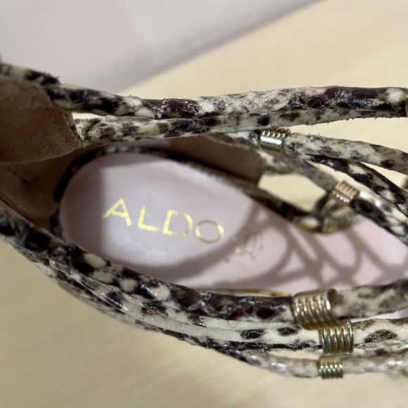 Aldo Snakeskin Print Leather Caged Heels - Picture 5 of 5